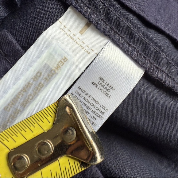 Lou & Grey for Loft Linen Blend Navy Pull on Tapered Pants - Picture 5 of 7